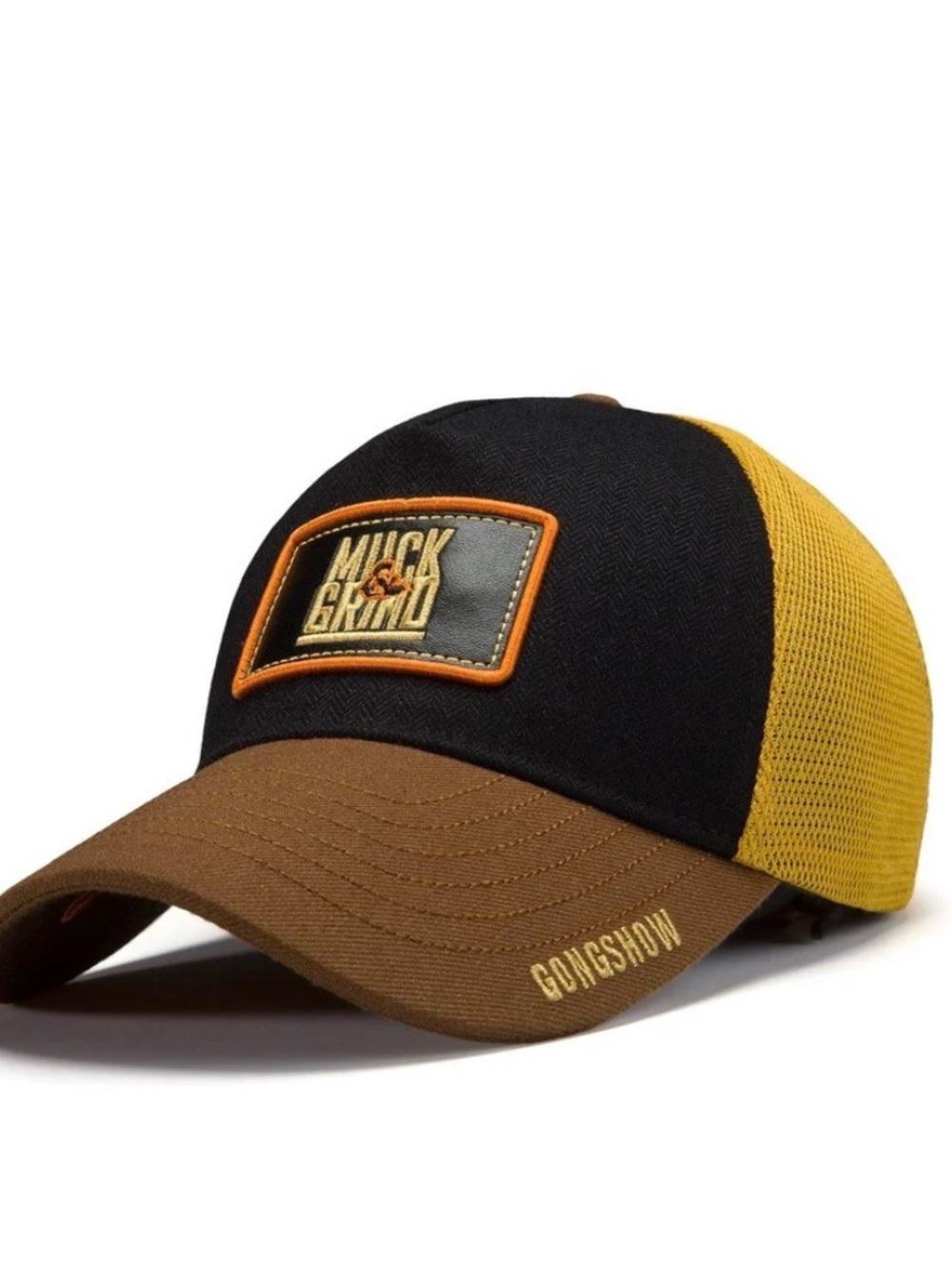 GONGSHOW Men's Baseball Cap in Black, Yellow & Brown- NWT